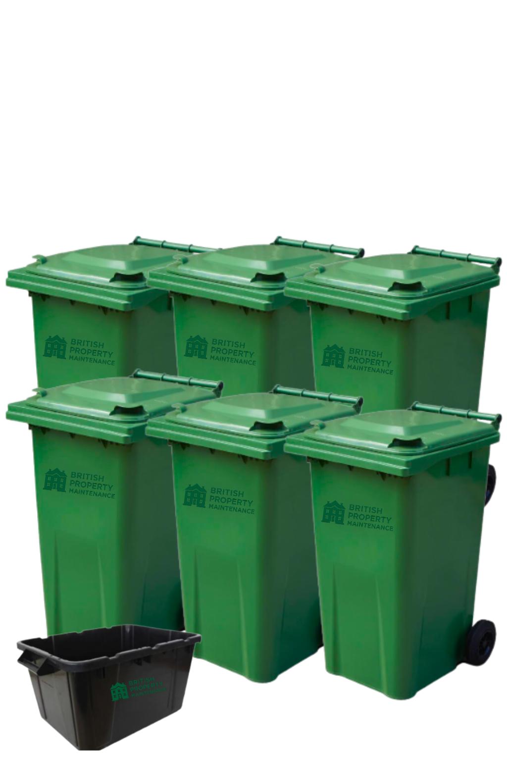 Six Bins and One Recycling Box Cleaning Service